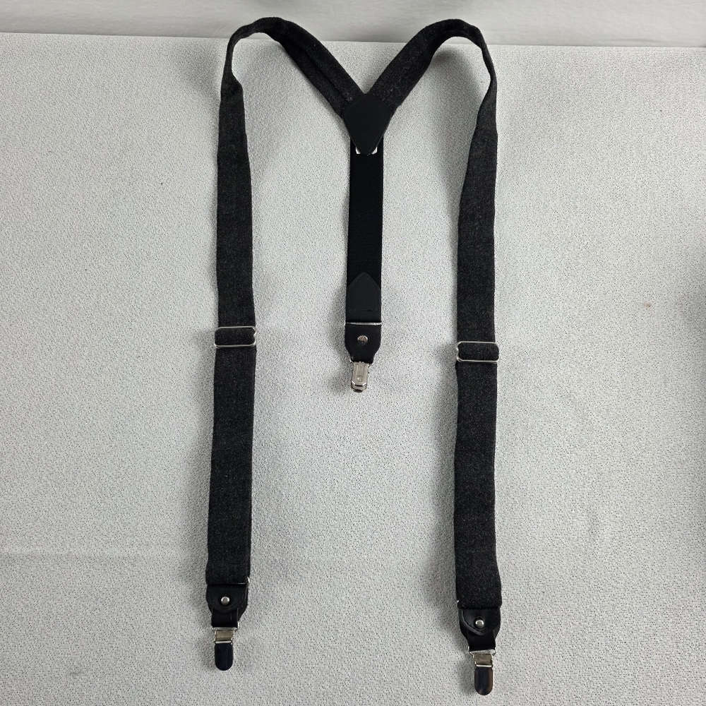 Flannel Clip On Suspenders Dark Gray OS Adjustable Menswear